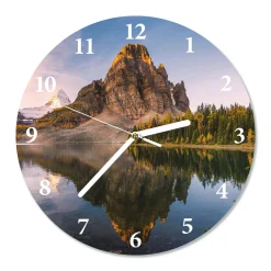 BERG TOYS Wanduhr EINSAMER BERG Küchenuhr LEISE Wohnzimmeruhr DEKO Badezimmeruhr RUND 30 Cm