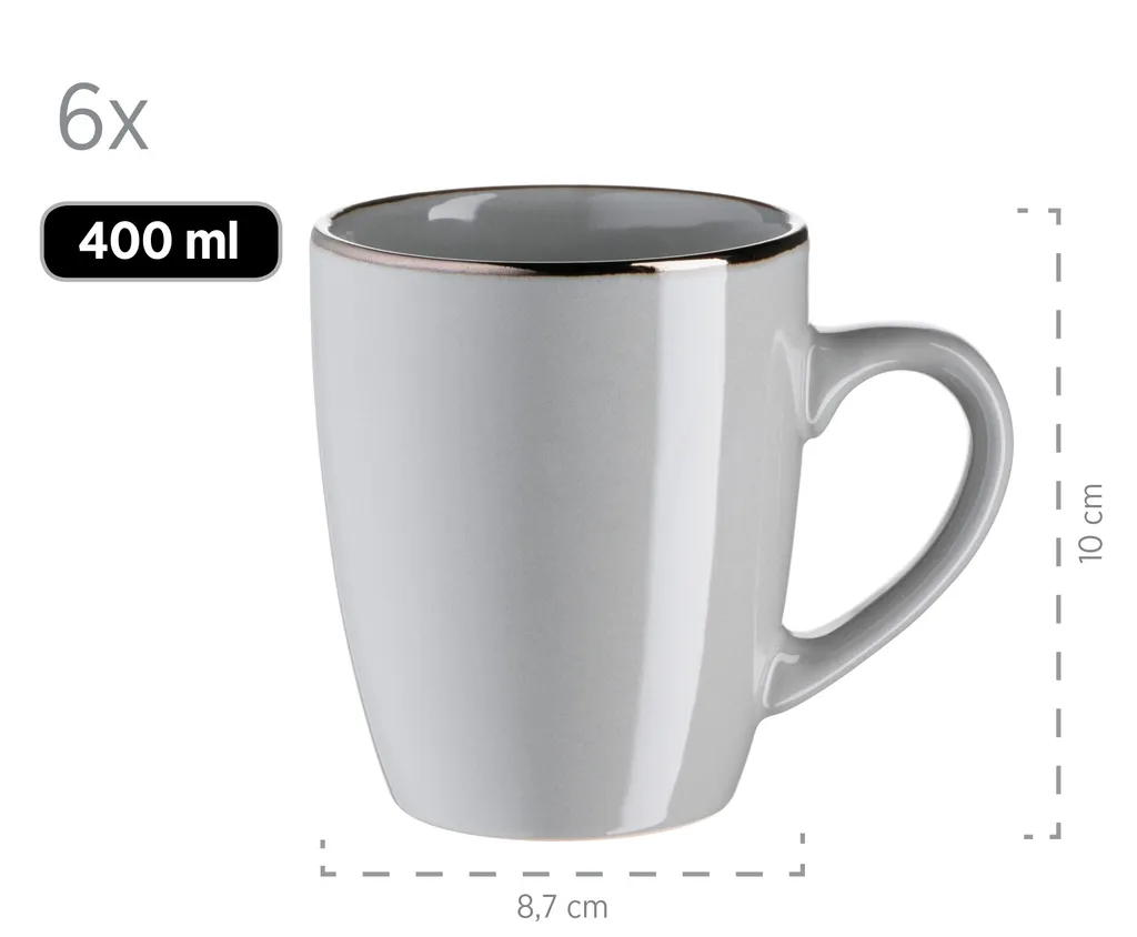 Maeser Mäser 931628 Kombiservice Metallic RIM Für 6 Personen, Steinzeug, Grau (1 Set, 24-teilig) – Bild 9