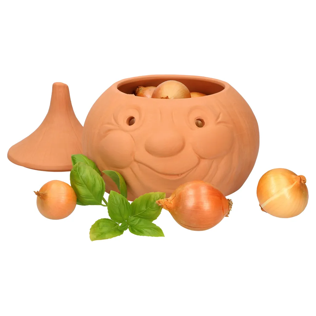 Mambocat Zwiebeltopf Onni Terrakotta Vorrats-Dose Mit Deckel Zur Aufbewahrung Von Ca. 900g Zwiebeln – Bild 2