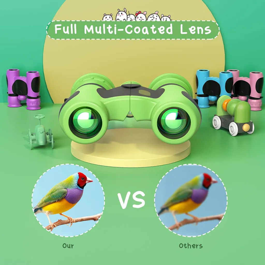Mmgoqqt Fernglas Für Kinder, Ideales Geschenk, Spielzeug, 8 X 21, Hohe Auflösung, Echte Optik, Kompaktes Kinder-Fernglas, Stoßfest, Mini-Teleskop Für 3–12 Jahre, Jungen, Mädchen, Kinder, Vogelbeobachtung, Outdoor-Spiele,Green – Bild 8