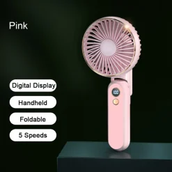 Jesunfuzhu Tragbarer Handventilator Mini Lüfter Wiederaufladbar USB Mini Ventilator Taschenventilator (Rosa)
