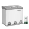 SONGMICS Mülleimer Für Die Küche, 3 X 8 Liter, Abfalleimer Aus Metall, 3-in-1 Treteimer, Mülltrennung, Mülltrennsystem, Mit 15 Müllsäcken, Einfach Zu Reinigen, Stahl, Weiß-grau LTB24WT