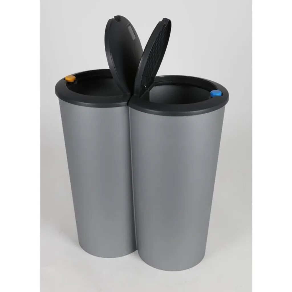 Deuba Mülleimer 50 L Duo 2fach Trennsystem 2x25L Druckknopf-Automatik Küche Abfalleimer Müllbehälter Mülltrennung Büro, Farbe:schwarz - Black - Noir – Bild 25