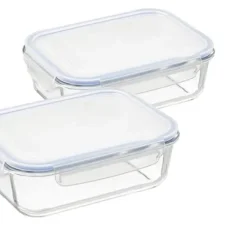 Conny Clever® Glas Frischhaltedose Set Mit Deckel - 2x Vorratsdosen In - Auslaufsicher Hitzebeständig Kältebeständig - Glasbehälter Boxen