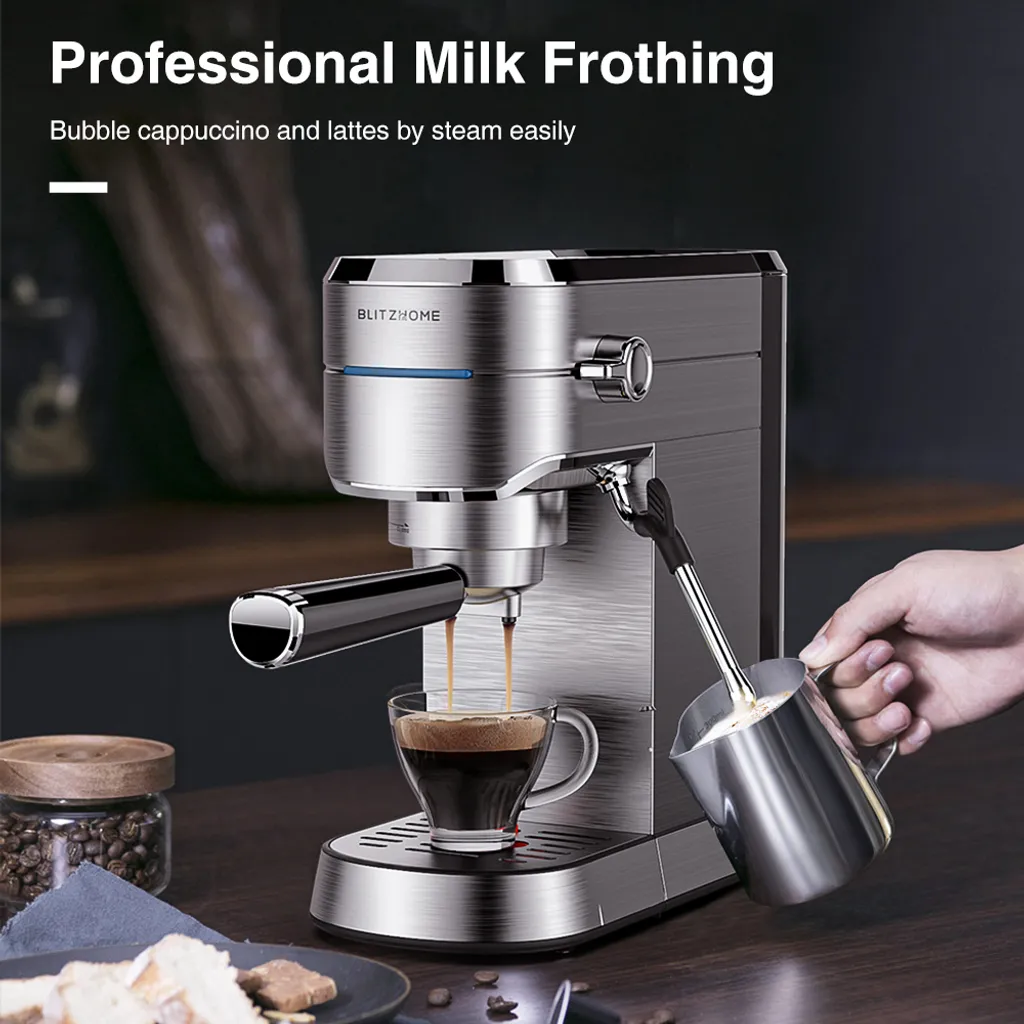 BlitzHome Espresso Maschine Kaffeemaschine Cappuccinomaschine Milchaufschäumer Espressomaschinen – Bild 3