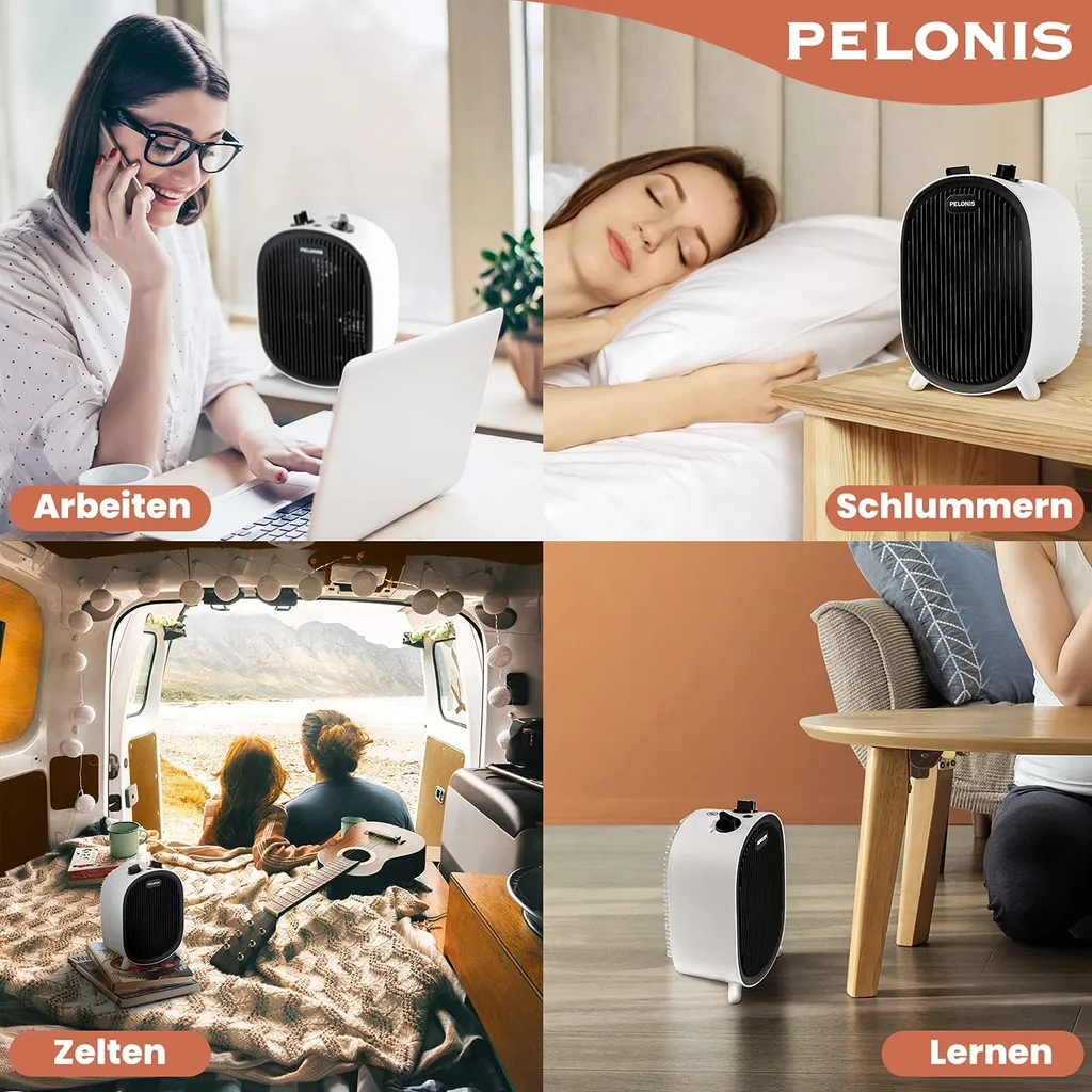 Pelonis ❤️ Heizlüfter, Energiesparend Klein 2000W Elektrische Heizung 2 Heizstufen & Gebläse-Modus, Kippschutz & Überhitzungsschutz Für Büro Wohnzimmer Schlafzimmer - Weiß – Bild 8