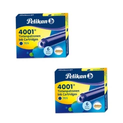 Set - 2er Pack Pelikan Tintenpatronen 4001 TP/6, Königsblau