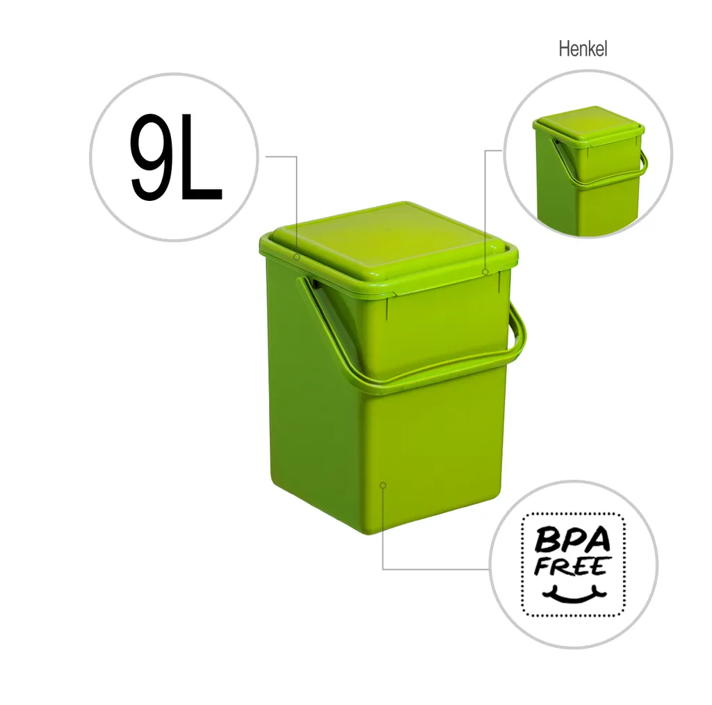ROTHO Komposteimer Mit Aktivkohle 9 L Farbe:Mistletoe Grün