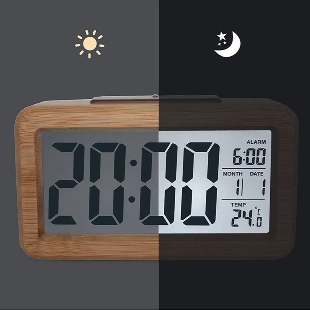 Qiangzhipow LED Holz Digitaler Wecker Alarm Zeitanzeige Uhr Schlummerfunktion LCD – Bild 6
