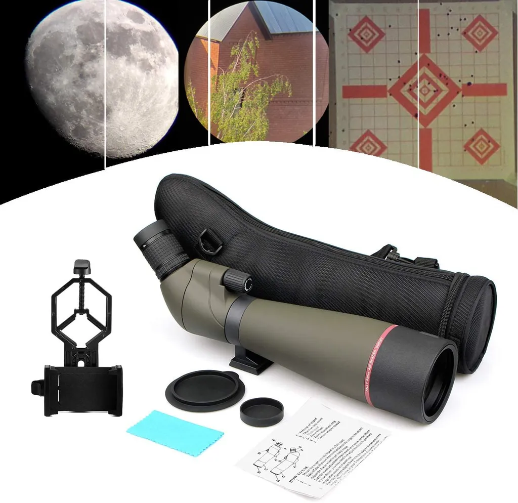 Svbony SV13 Spektive, 20-60x80 Monokulare Ferngläser Mit Handy Adapter, FMC 80mm Okular, Silberbeschichtetes Prisma, IPX7 Wasserdichtes, Eingebauter Sonnenschirm, Für Zielschießen, Vogelbeobachtung, Wildtierlandschaft – Bild 7