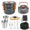 Jesunfuzhu Kochtopf Topf-Sets Camping Kochgeschirr Set Outdoor Kochausrüstung Töpfe Bratpfanne Kettle Set,Orange