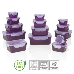 EASYmaxx GOURMETmaxx Frischhaltedosen Klick-it 28-tlg. In Lila Frischhaltedosen Set Klick-It Gefrierdosen Lunchbox Brotdose 14 Stück Lila