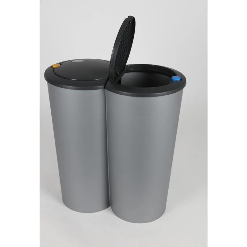 Deuba Mülleimer 50 L Duo 2fach Trennsystem 2x25L Druckknopf-Automatik Küche Abfalleimer Müllbehälter Mülltrennung Büro, Farbe:schwarz - Black - Noir – Bild 26