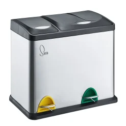 SVITA TC2 Combo26 Papierkorb Mülleimer Mülltrennung Edelstahl 8L+18L Silber