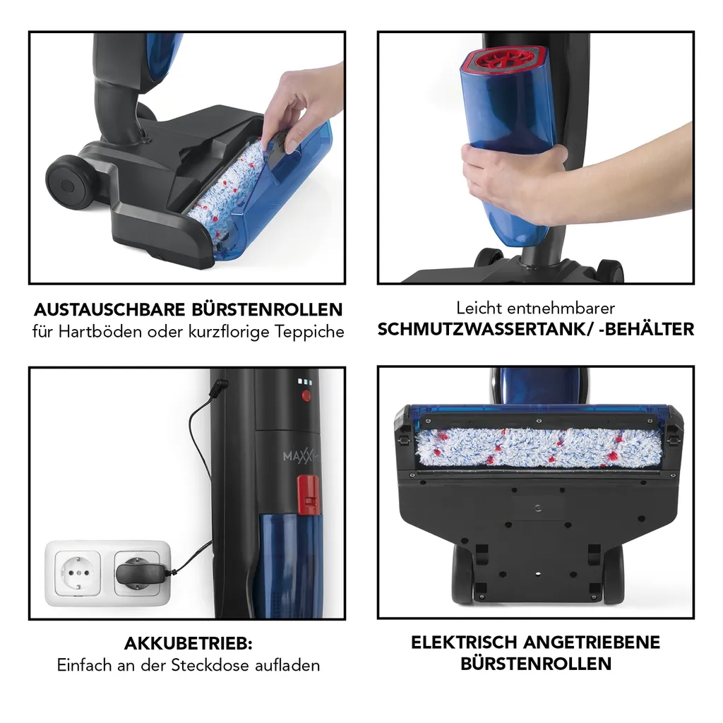 Maxxworld MAXXMEE Multi-Bodenreiniger 3in1 - Schwarz/blau Bodenreiniger 3in1 Hartbodenreiniger Saugen Wischen Teppichreiniger Kabellos – Bild 3