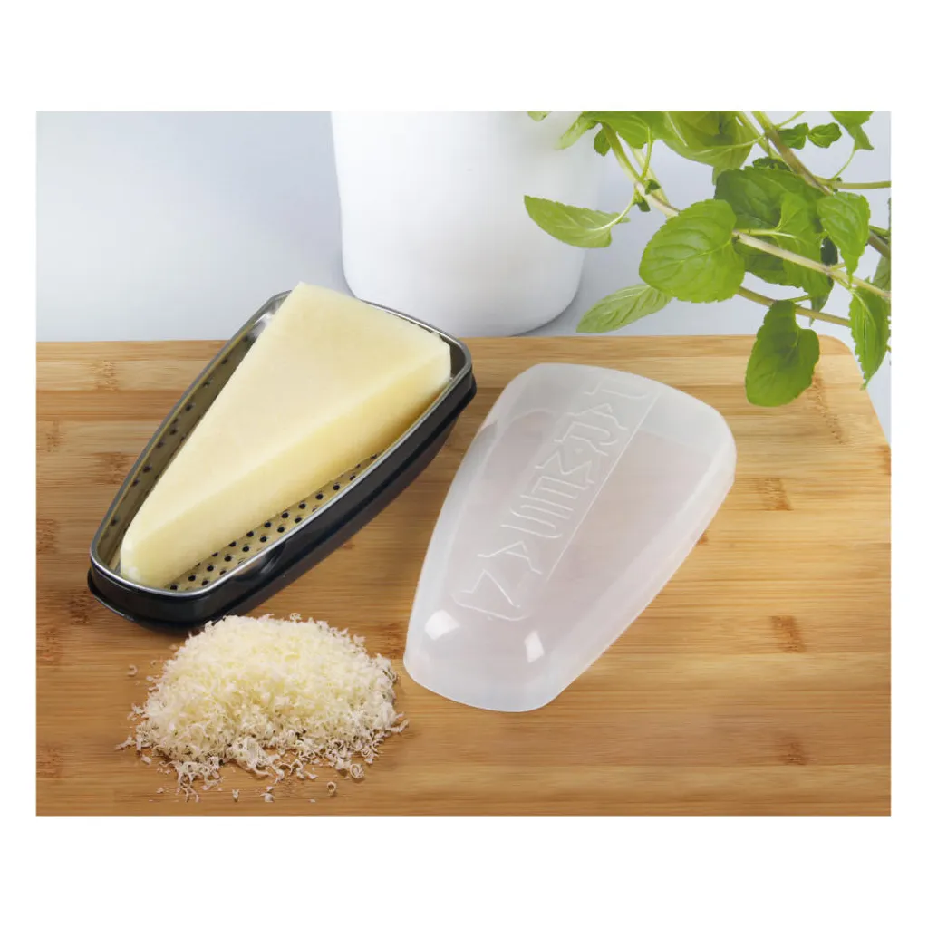 Fackelmann Parmesanreibe- Und Frischebox, Parmesanhobel, Käsereibe Mit Servier-Behälter (Farbe: Transparent/Grau), Menge: 1 Stück – Bild 12