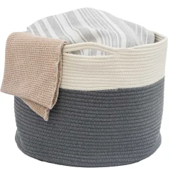 Dunedesign Baumwoll Seilkorb - 60L Aufbewahrungskorb Boho Wäschekorb