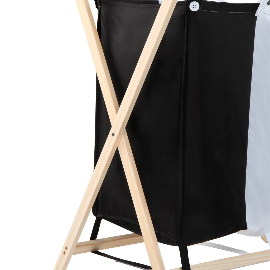 Jago® Wäschesortierer - Faltbar, 3 Fächer Aus Stoff, Aus Holz, Dreifarbig, Ca. 128 L Volumen, Größe (L/B/H): 75/40/72 Cm - Wäschekorb, Wäschebox, Wäschesammler – Bild 7