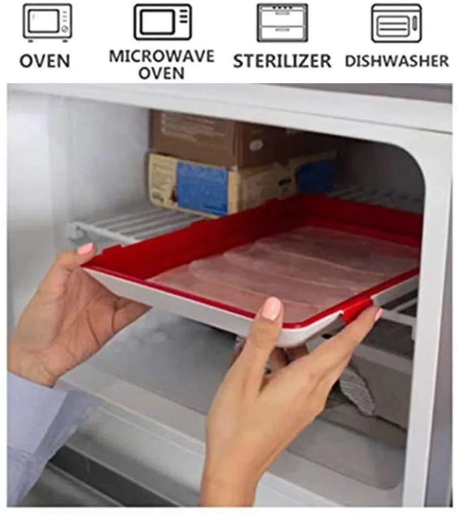 Jormftte Konservierungsschale Für Lebensmittel Waste Food Preservation Tray Vakuum Frische Aufbewahrung Tablett Mit Elastischen Film Schnalle Dichtung Vorratsbehälter Set Küchenhelfer (4pcs) – Bild 7