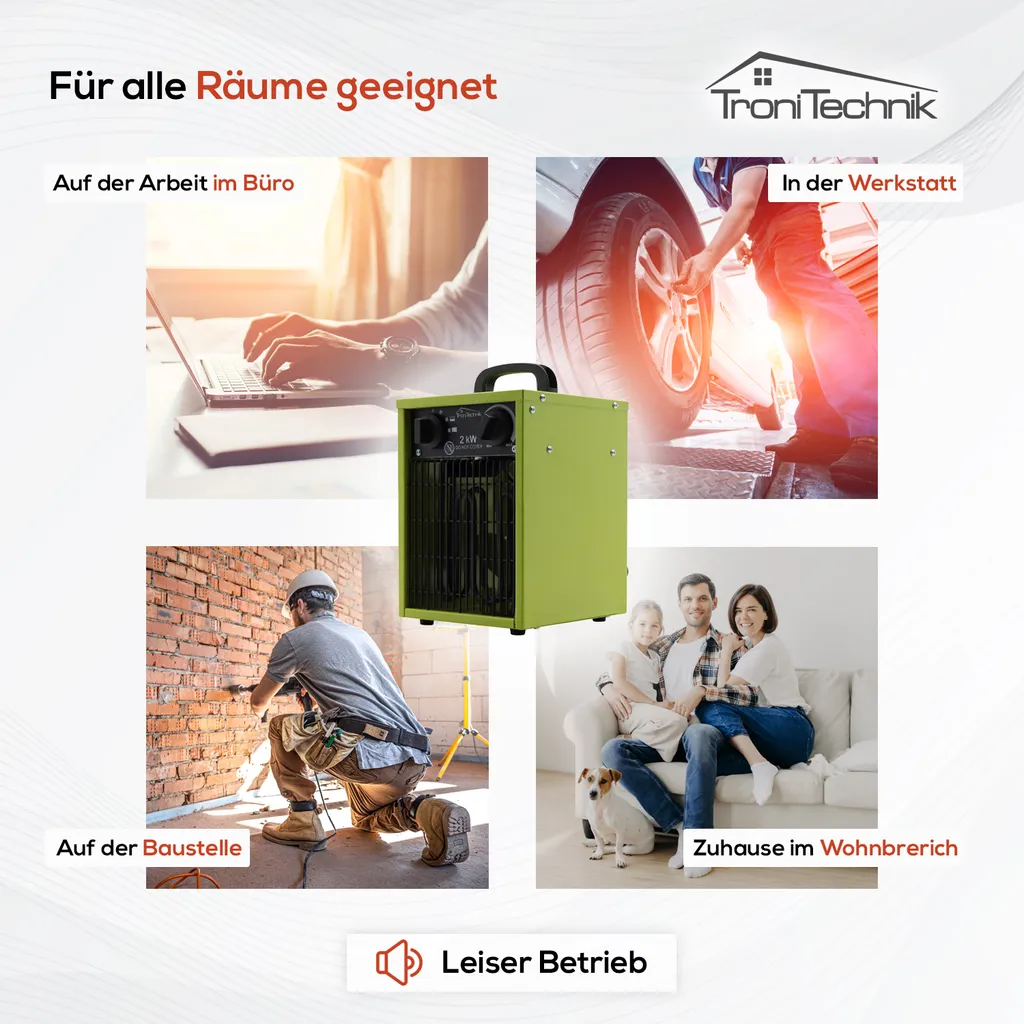 Tronitechnik TT-EIH-152 Heizgerät Heizlüfter Heizung 2.000 Watt, Tragegriff, Stahl, Stufenlose Thermosteuerung – Bild 9