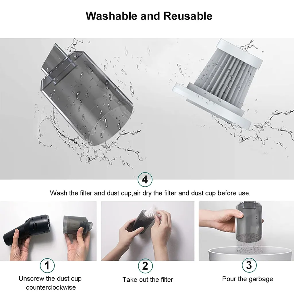 Mmgoqqt Wireless Portable Mini Car Vacuum Cleaner High Power Cordless (440g),Handheld Vacuum Cordless,Hand Vacuum Cordless Rechargeable,Handheld Vacuum Cleaner For Car/Desk,Black – Bild 6