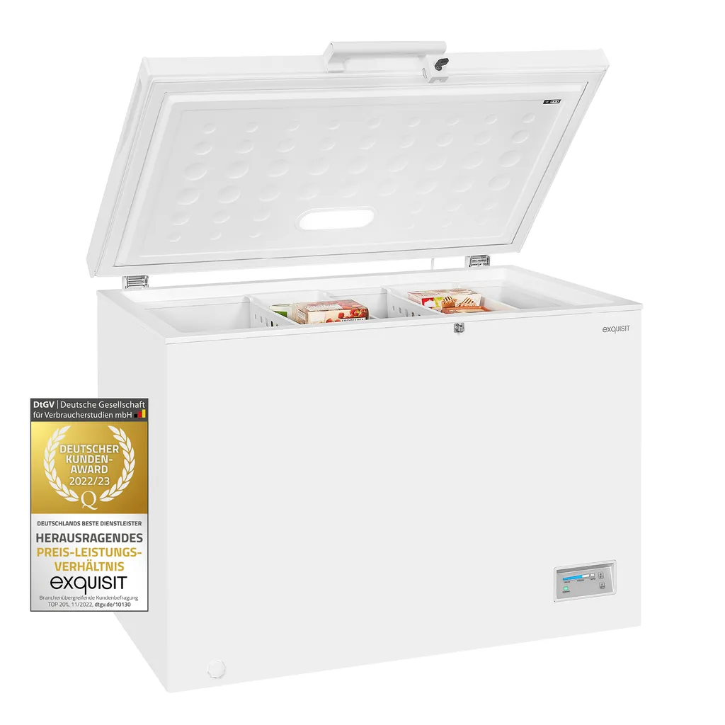Exquisit Gefriertruhe GT320-HE-040E Weiss | Standgerät | 316 L Volumen | Weiß
