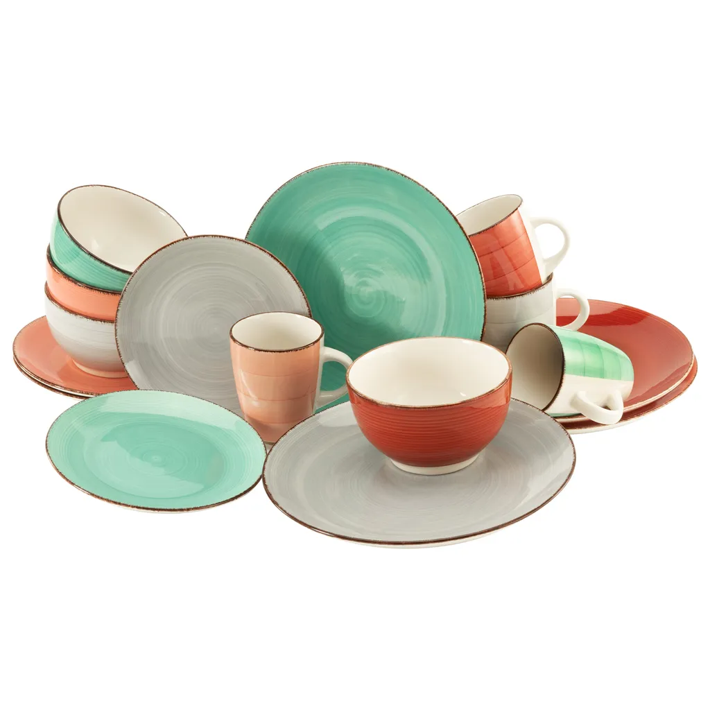 Creatable Porzellanhaus CreaTable 22853 Kombiservice Bella Casa Fashion Für 4 Personen, Steingut, Mehrfarbig (1 Set, 16-teilig)