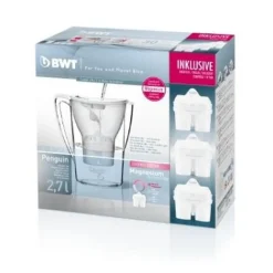 BWT Water + More BWT Tischwasserfilter Penguin Longlife Mg2+ 2,7 Liter Weiß, Inkl. 3 Kartuschen