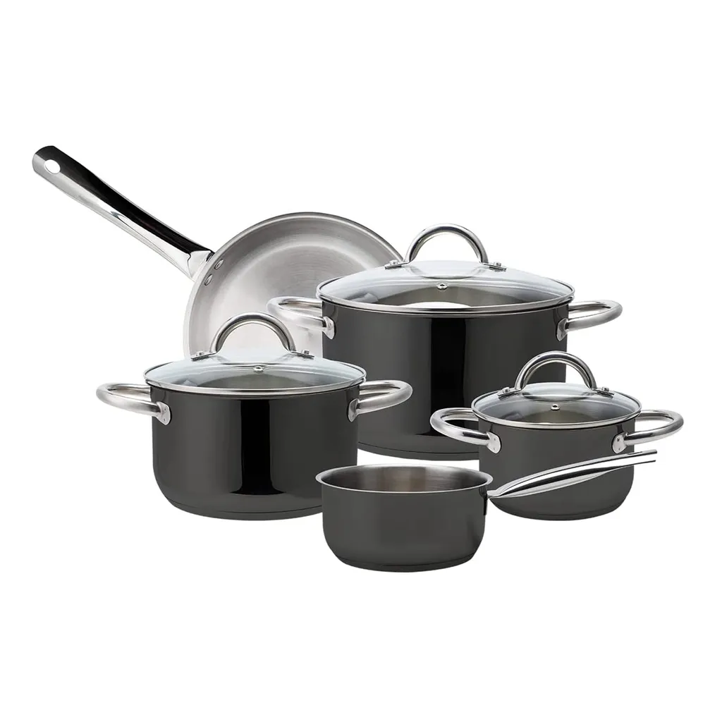 ECHTWERK Kochtopf-Set 8tlg Aus Edelstahl, , Farbe:Schwarz – Bild 2