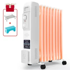 Daynee Ölradiator, 2000W Ölradiator Energiesparend, Elektroheizung Radiator Mit 9 Rippen, Ölheizung Mit Thermostat, Für Räume Bis 30qm, Heizkörper Mit Überhitzungsschutz Und 3 Heizstufen
