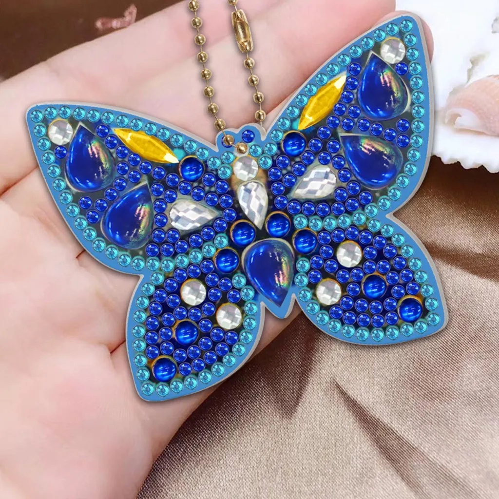 YisibaihTao 5pcs 5D Diamond Painting Anhänger Set,Diamond Painting Schlüsselanhänger Weihnachten Kinder Junge Crystal Strass Kit DIY Doppelseitige Diamant Malerei Schlüsselbund Für Geschenkidee – Bild 3