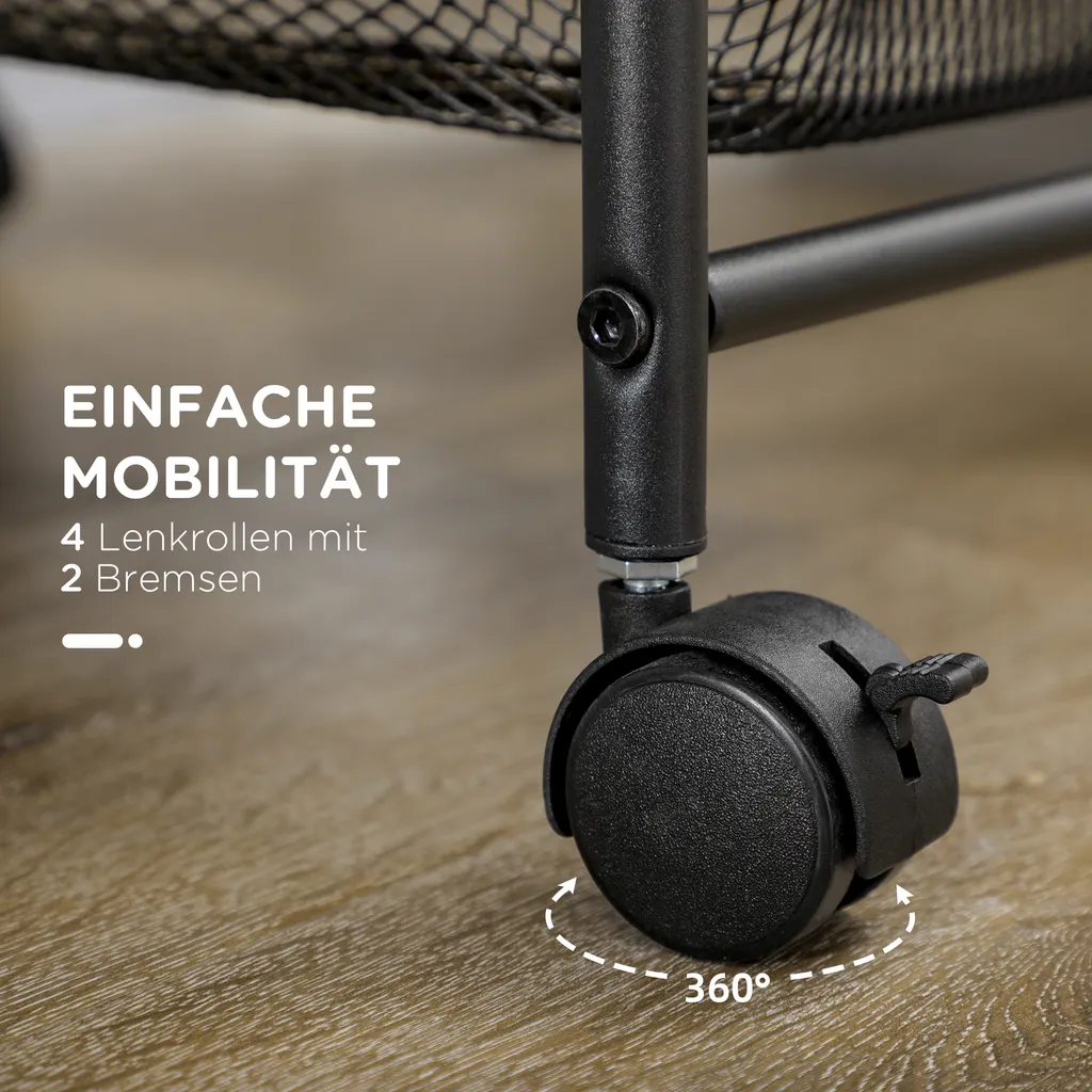 HOMCOM Rollwagen, Küchenwagen Mit 4 Körben, Aufbewahrungsregal Mit Rollen, Haushaltregal, Servierwagen Für Schlafzimmer, Wohnzimmer, Stahl, Schwarz, 41,5 X 31 X 66 Cm – Bild 6