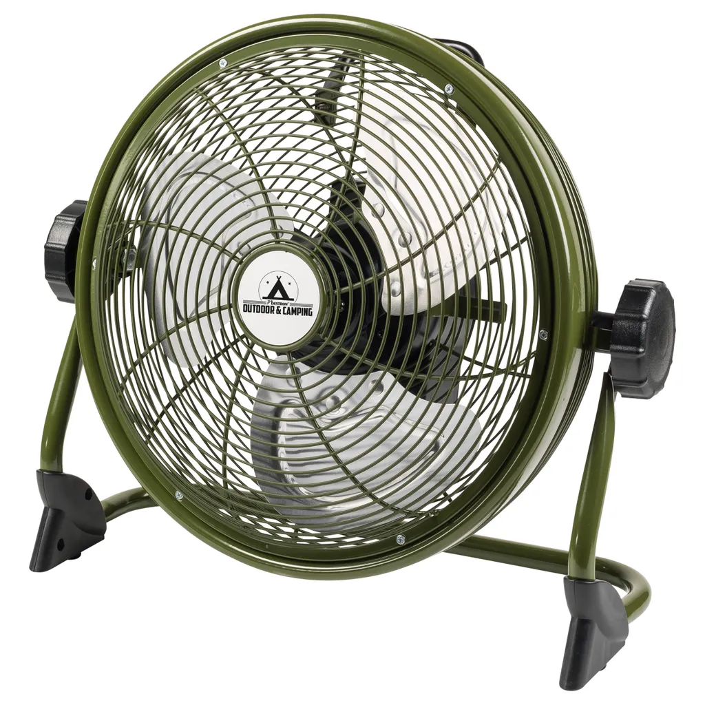 Bestron Kabelloser, Aufladbarer Bodenventilator, Vertikal Verstellbar, Höhe: 36,8 Cm, Ø 35 Cm, 25 W, Oliv