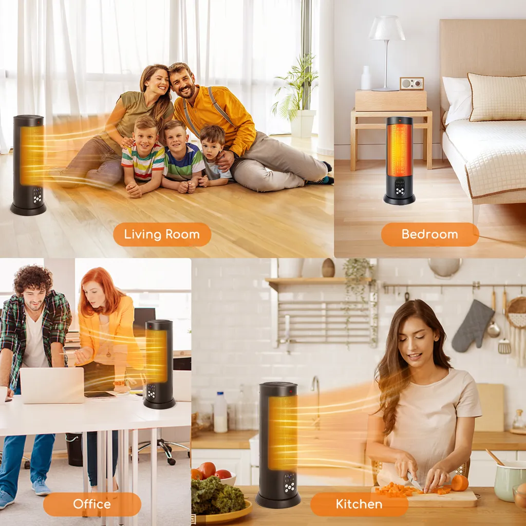 Aigostar Bert - PTC Keramik Heizlüfter Mit Fernbedienung, 3 Mode Heizstufen, 70° Oszillation, Leise Und Energiesparend Heizleistung 2000W, 7.5 H Timer, Heizung Heater Schnellheizer, Schwarz – Bild 7