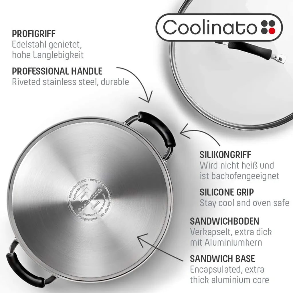 COOLINATO Schmorpfanne 28cm Aus Edelstahl – Beschichtet – Bild 4