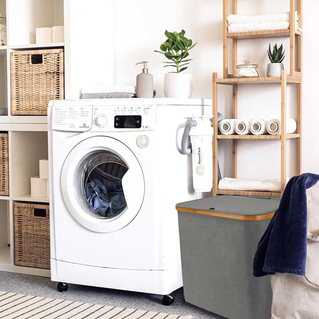 KAHOO Wäschekorb 73L Wäschesammler Aus Bambus + Leinen, 45x36x45cm, Faltbarer Sortier, Wäschebox Mit Deckel Und Griffen, Für Spielzeuge – Bild 7