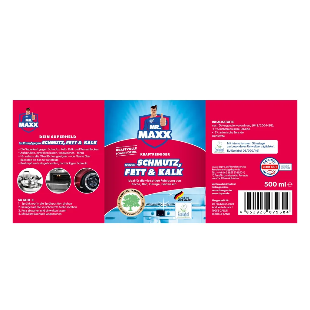 Maxxworld Mr. Maxx Reinigungsmittel Inkl. Sprühflasche + Mikrofasertuch Für Schmutz & Fett & Kalk – Bild 6