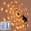 Jesunfuzhu LED Halloween Dekoration Spinnennetz Party Deko Außen Beleuchtung Lichter Innen Spinnennetz LED Lichternetz Lichterkette Lichtervorhang Halloween Party Licht