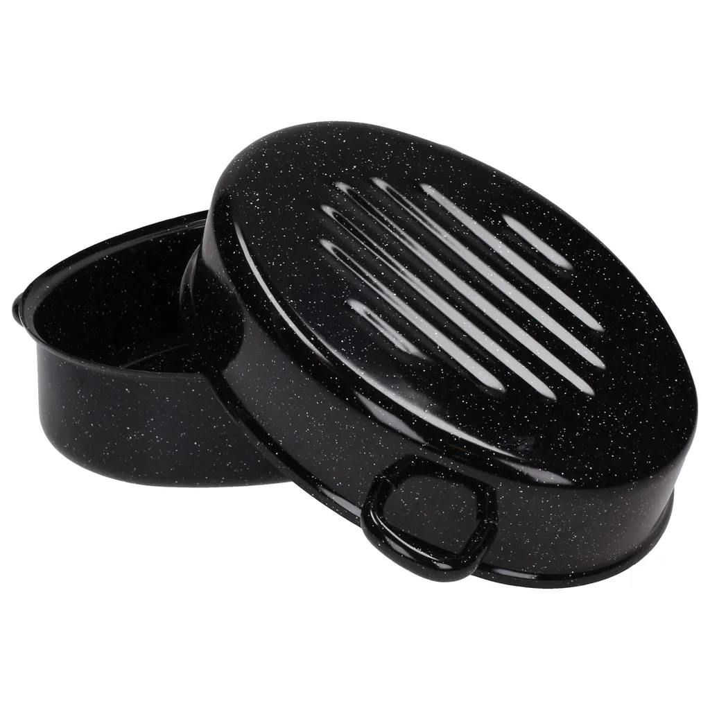 Florentyna Emaille BRÄTER Schmortopf Gänsebräter Mit Deckel Schwarz 20x30 Cm 3 L – Bild 2