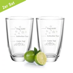 GRAVURZEILE 2er Set Montana GIN-Gläser Mit Gravur - Guter Tag, Schlechter Tag, Frag Nicht! - Geschenk Für Freund
