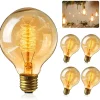 Jormftte Edison Vintage Glühbirne, Retro Glühbirne Warmweiß E27 40W Vintage Antike Glühbirne Retro Glühfaden Lampe Amber Glas, Ideal Für Nostalgie Und Retro Beleuchtung Café Bar Deko, 4 Stück