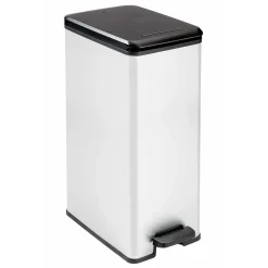 CURVER_DECO SLIM BIN Abfalleimer 40L Mit Fußpedal Silber Metallic_240640