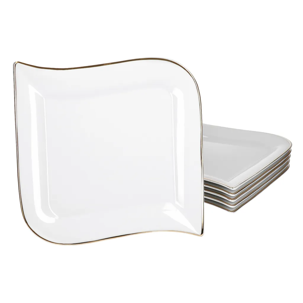 Van-Well 30tlg Geschirrset Silverline Kombi 6Pers Gold Kaffee Unterteller Kuchen/Speiseteller Suppenschale – Bild 4