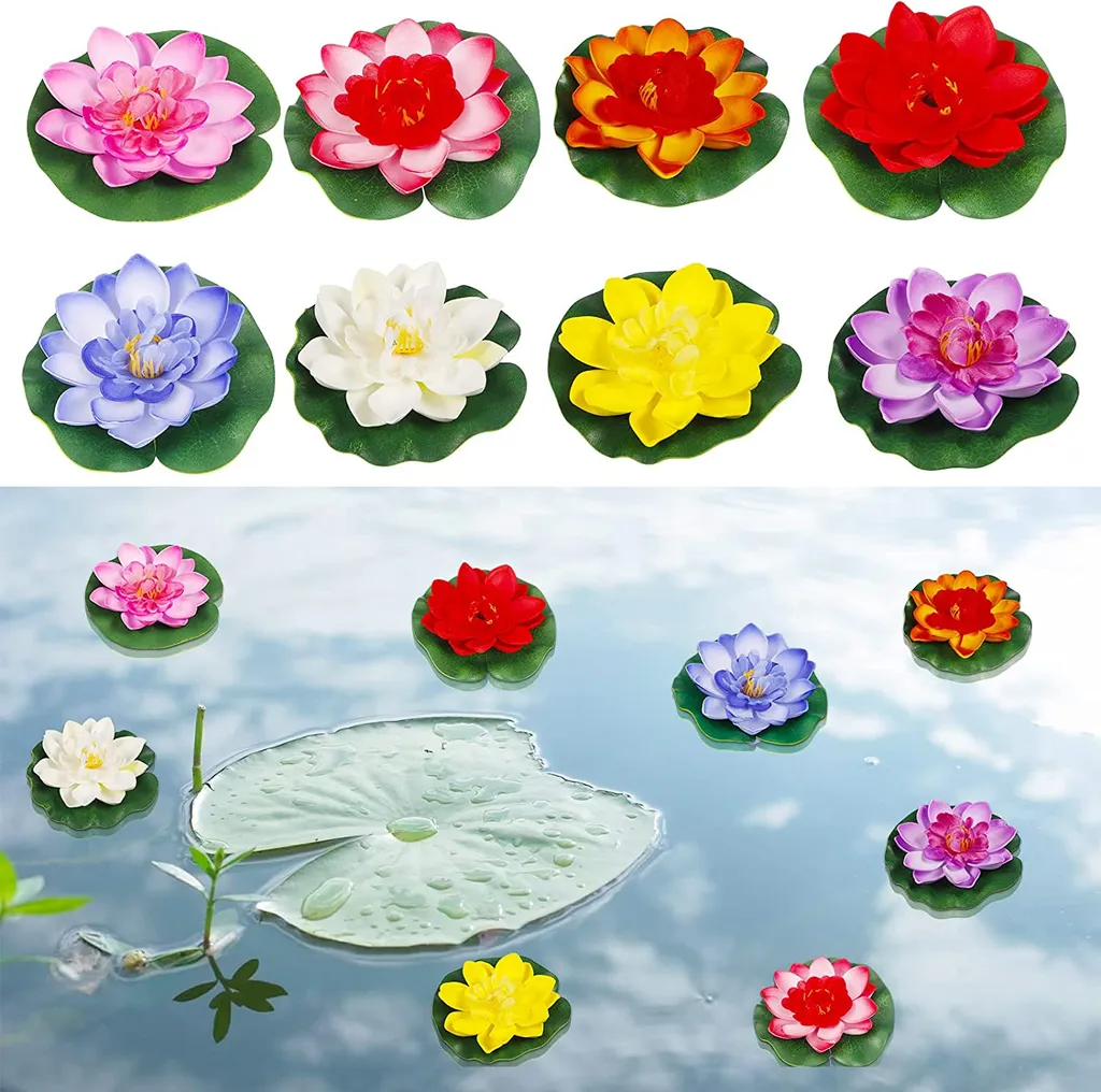 PerfektLeben Stück Schwimmende Seerosen Schwimmende Blumen Künstliche Schwimmende Blumen Für Gartenteichdekoration, Aquarien, Schwimmende Dekorationen Für Schwimmbäder – Bild 3