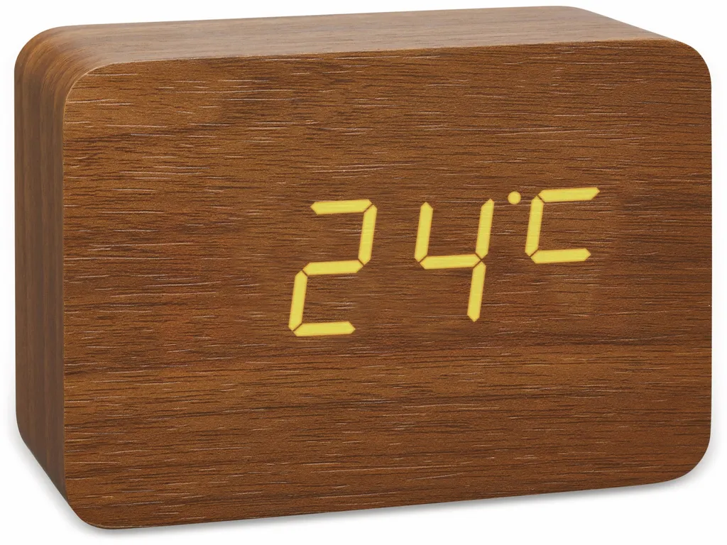 TFA-Dostman Digitaler Funkwecker TFA Clocco, Braun, Orangene LED