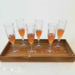 Multistore 2002 6er Set Kunststoff Champagner-Gläser Kristalleffekt 200ml / Ø6x22,5cm