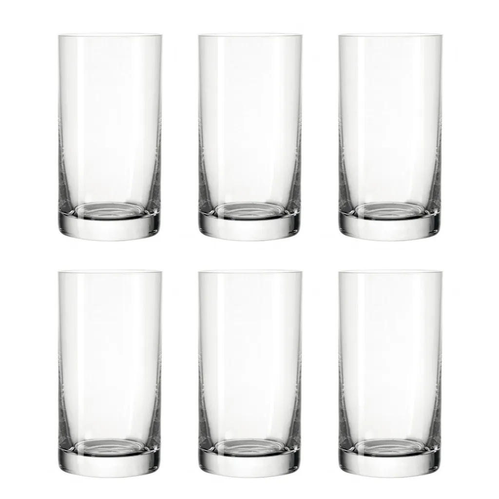 LEONARDO 039612 Easy+ Wasser Becher Medium, Glas, 240ml, H 12cm, Klar (6 Stück)