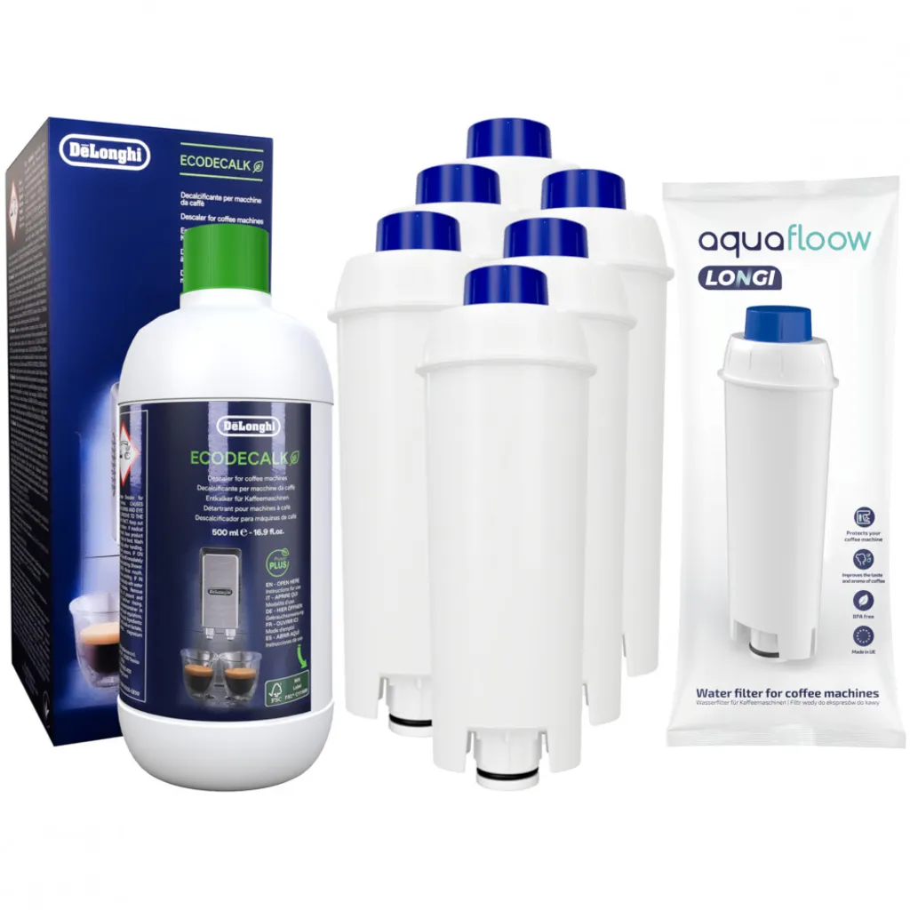 Aquafloow 6x Wasserfilter + Delonghi 500ml EcoDecalk Entkalk Von Wesper Kompatible Mit DeLonghi ECAM 45.366.B