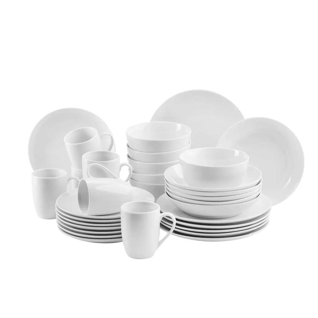 Maeser Mäser 931523 Barca Kombiservice Modern, Porzellan, Weiß, 30-teilig (1 Set)