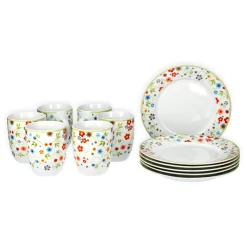 Van-Well Van Well Frühstücksset 12-tlg. Für 6 Personen Serie Vario Porzellan - Farbe Wählbar, Farbe:flowers